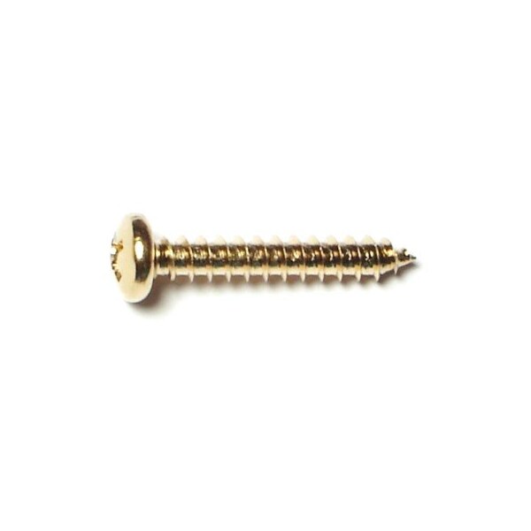 Midwest Fastener Sheet Metal Screw, #8 x 1 in, Brass Plated Steel Pan Head Phillips Drive, 40 PK 64146 - main